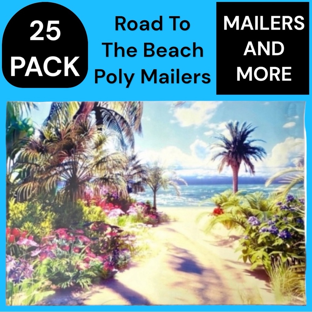 25 10X13 Poly Mailers Road to the Beach, Shipping Envelopes PRICE IS FIRM - Picture 4 of 13